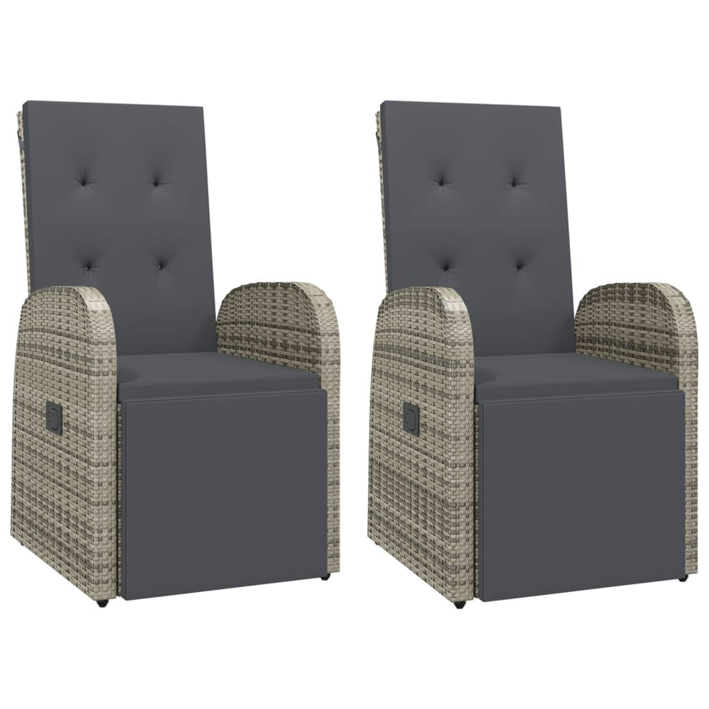 Gartenliegen mit Kissen, 2er Set Grau