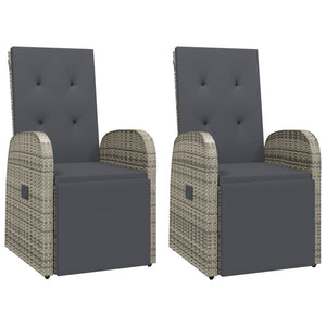 vidaXL Bains de soleil de jardin avec coussins 2 pcs Gris Résine tressée