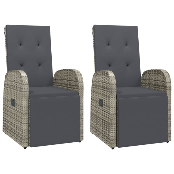 vidaXL Bains de soleil de jardin avec coussins 2 pcs Gris Résine tressée