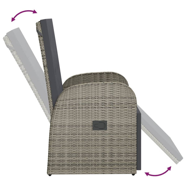 vidaXL Bains de soleil de jardin avec coussins 2 pcs Gris Résine tressée
