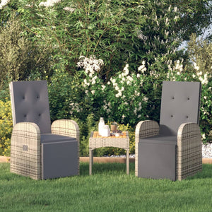 vidaXL Bains de soleil de jardin avec coussins 2 pcs Gris Résine tressée