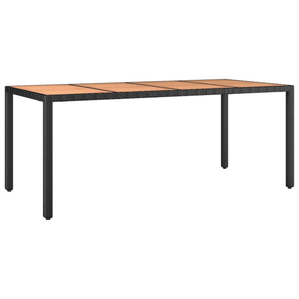 Gartentisch Holzplatte Schwarz Poly Rattan