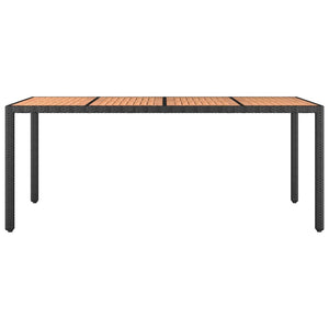 Gartentisch Holzplatte Schwarz Poly Rattan