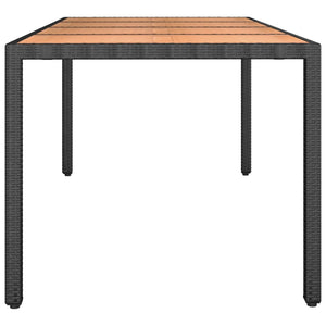 Gartentisch Holzplatte Schwarz Poly Rattan