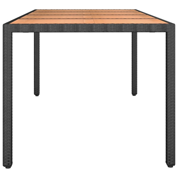 Gartentisch Holzplatte Schwarz Poly Rattan
