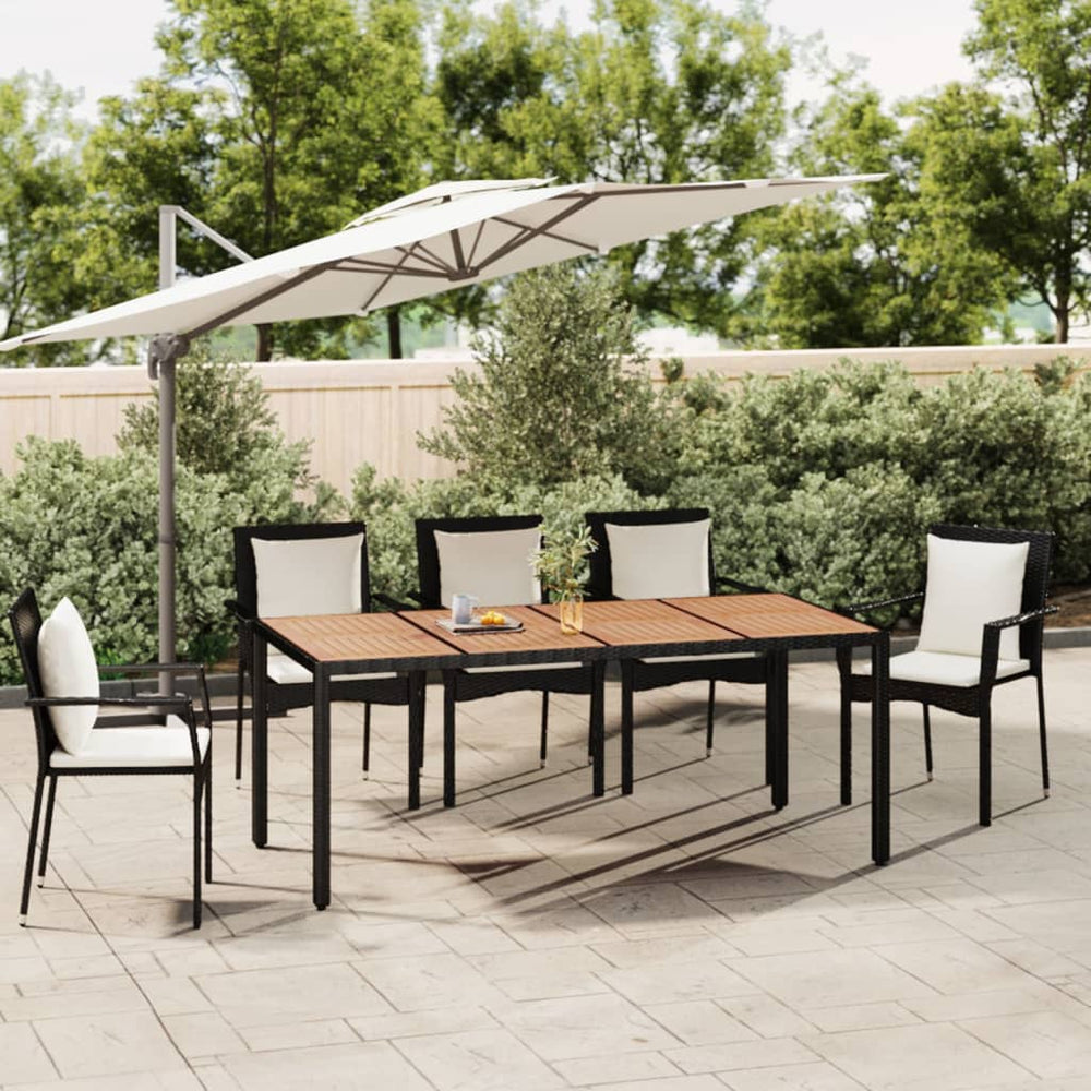 Gartentisch Holzplatte Schwarz Poly Rattan