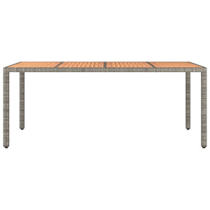 vidaXL Garden Dining Table with Wooden Top Grey Poly Rattan & Solid Acacia Wood