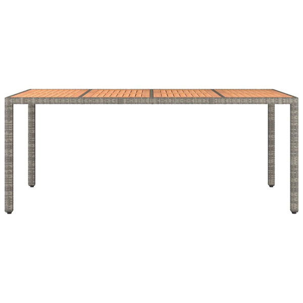 vidaXL Garden Dining Table with Wooden Top Grey Poly Rattan & Solid Acacia Wood