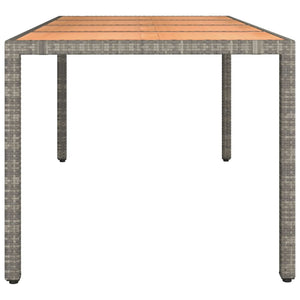 vidaXL Garden Dining Table with Wooden Top Grey Poly Rattan & Solid Acacia Wood