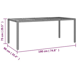 vidaXL Garden Dining Table with Wooden Top Grey Poly Rattan & Solid Acacia Wood
