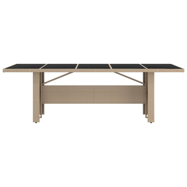 Gartentisch Beige Poly Rattan mit Glasplatte