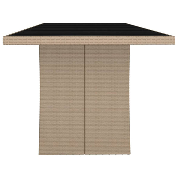 Gartentisch Beige Poly Rattan mit Glasplatte
