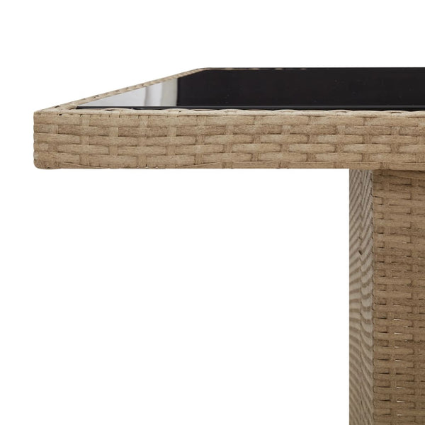 Gartentisch Beige Poly Rattan mit Glasplatte