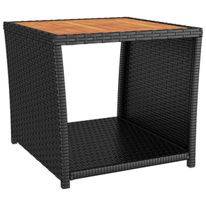 vidaXL Table d'appoint avec plateau en bois Noir Rotin PE et bois d'acacia
