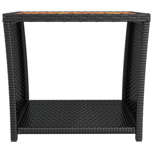 vidaXL Table d'appoint avec plateau en bois Noir Rotin PE et bois d'acacia