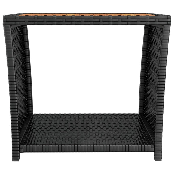 vidaXL Table d'appoint avec plateau en bois Noir Rotin PE et bois d'acacia