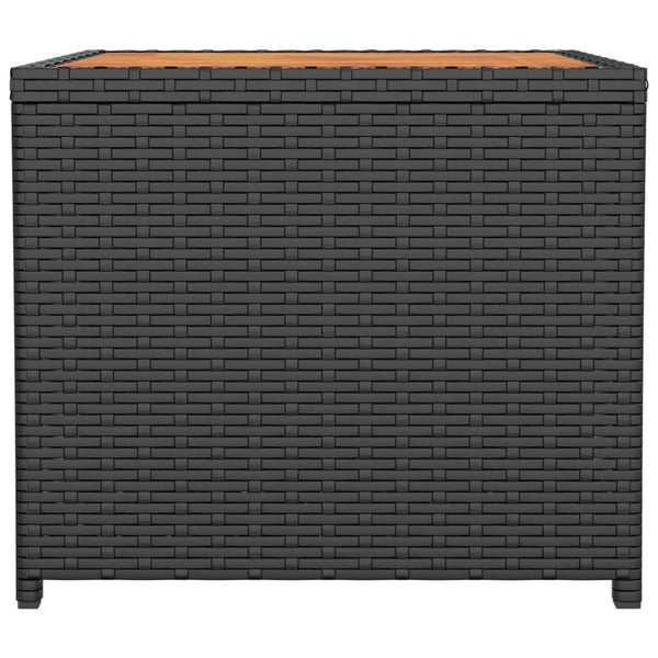 vidaXL Table d'appoint avec plateau en bois Noir Rotin PE et bois d'acacia