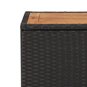vidaXL Table d'appoint avec plateau en bois Noir Rotin PE et bois d'acacia