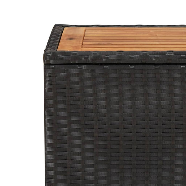 vidaXL Table d'appoint avec plateau en bois Noir Rotin PE et bois d'acacia