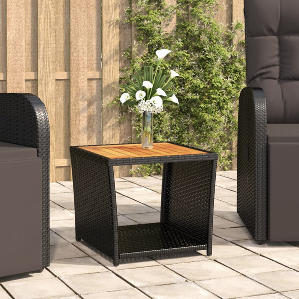 vidaXL Table d'appoint avec plateau en bois Noir Rotin PE et bois d'acacia