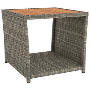 vidaXL Table d'appoint avec plateau en bois Gris Rotin synthétique & Bois d'acacia