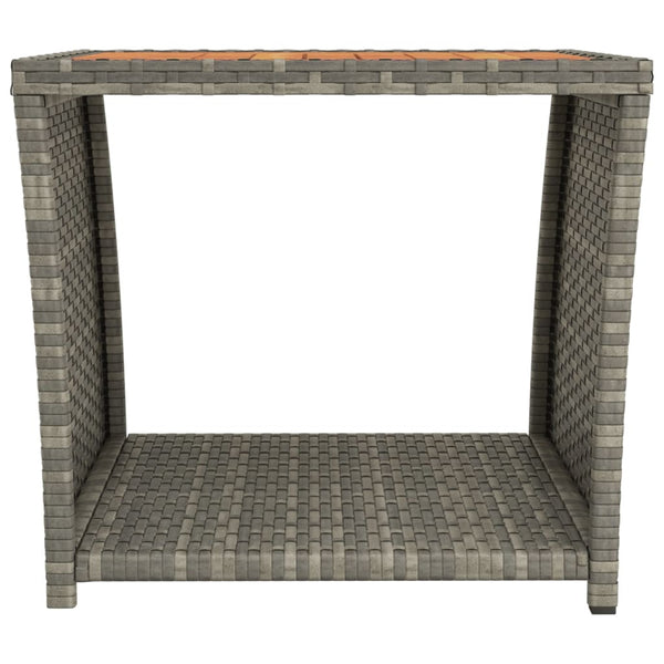 vidaXL Table d'appoint avec plateau en bois Gris Rotin synthétique & Bois d'acacia