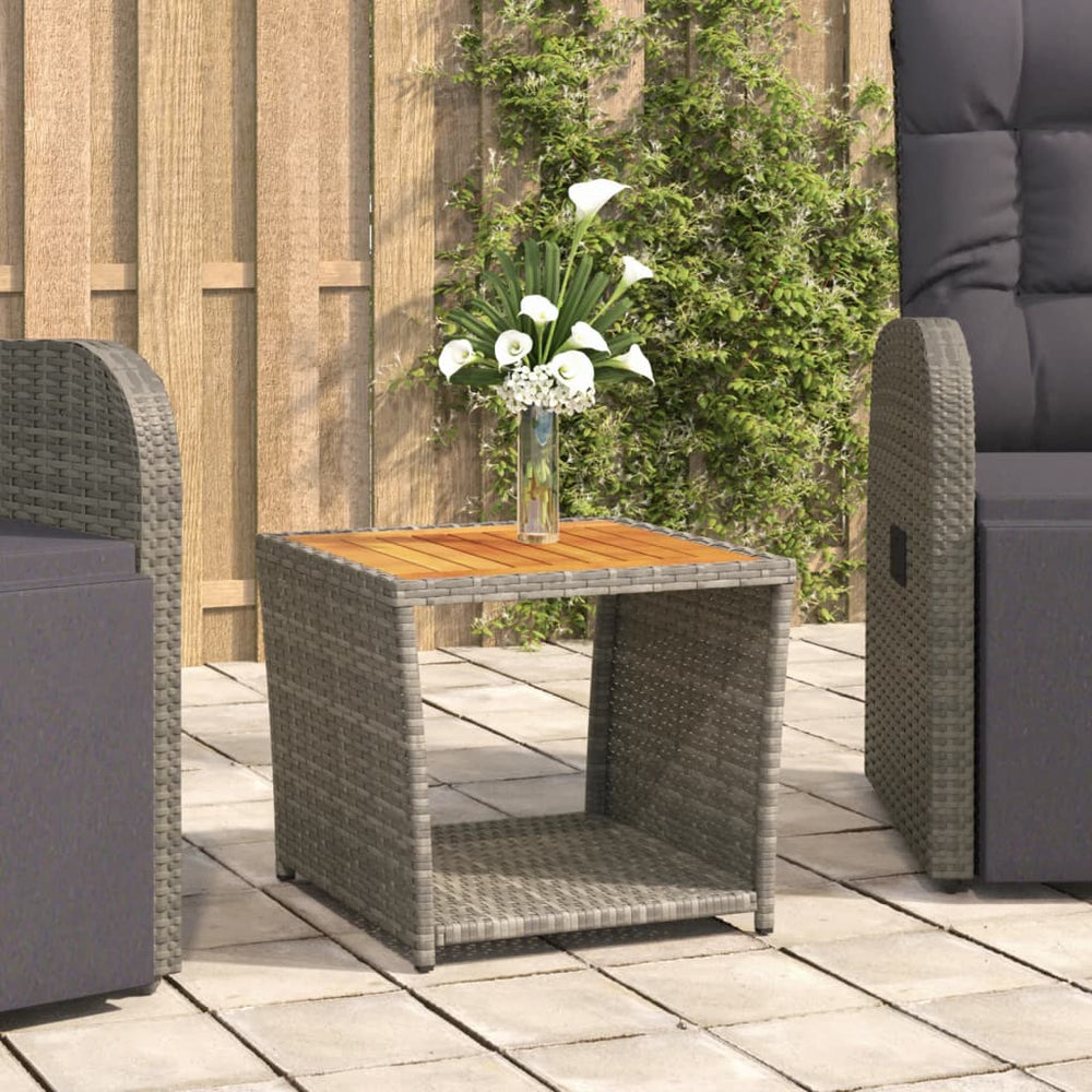 Beistelltisch Grau Poly Rattan Akazienholz