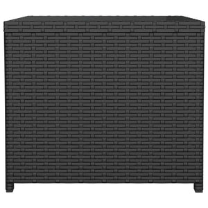 Schwarzer Beistelltisch Poly Rattan mit Glasplatte