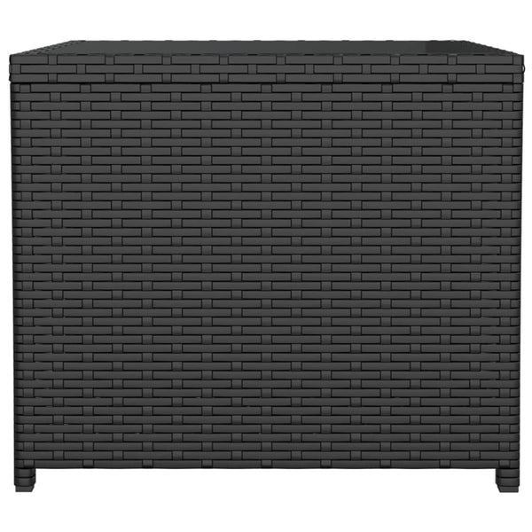 Schwarzer Beistelltisch Poly Rattan mit Glasplatte