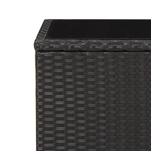 Schwarzer Beistelltisch Poly Rattan mit Glasplatte