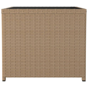 vidaXL Table d'appoint avec plateau en verre Beige Résine tressée & Verre trempé