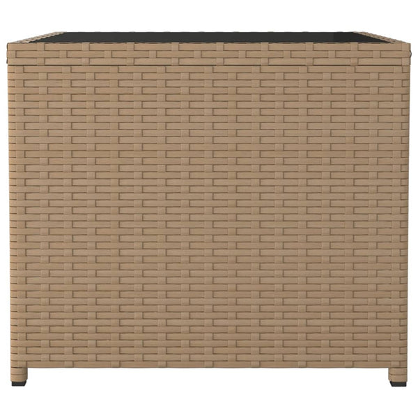 vidaXL Table d'appoint avec plateau en verre Beige Résine tressée & Verre trempé