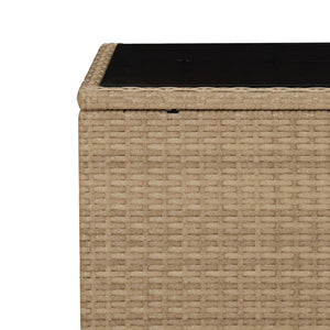 vidaXL Table d'appoint avec plateau en verre Beige Résine tressée & Verre trempé