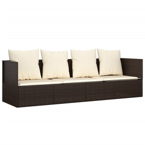 vidaXL Lit de repos d'extérieur avec coussins marron résine tressée
