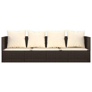 vidaXL Lit de repos d'extérieur avec coussins marron résine tressée