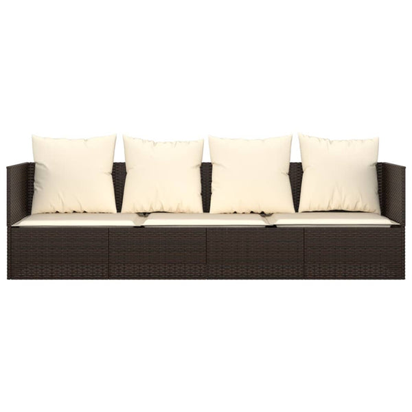 vidaXL Lit de repos d'extérieur avec coussins marron résine tressée