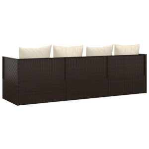 vidaXL Lit de repos d'extérieur avec coussins marron résine tressée