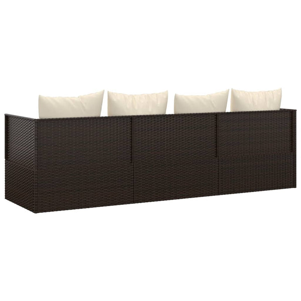 vidaXL Lit de repos d'extérieur avec coussins marron résine tressée