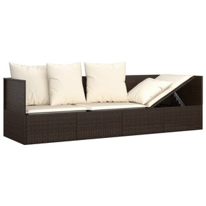vidaXL Lit de repos d'extérieur avec coussins marron résine tressée