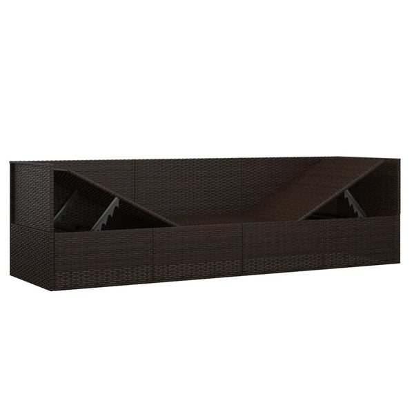 vidaXL Lit de repos d'extérieur avec coussins marron résine tressée