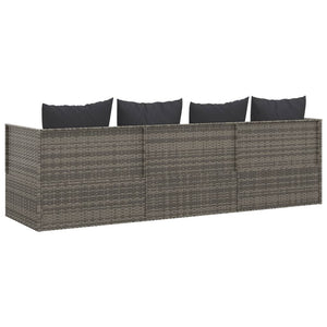 Graues Poly Rattan Outdoor-Loungebett mit Kissen
