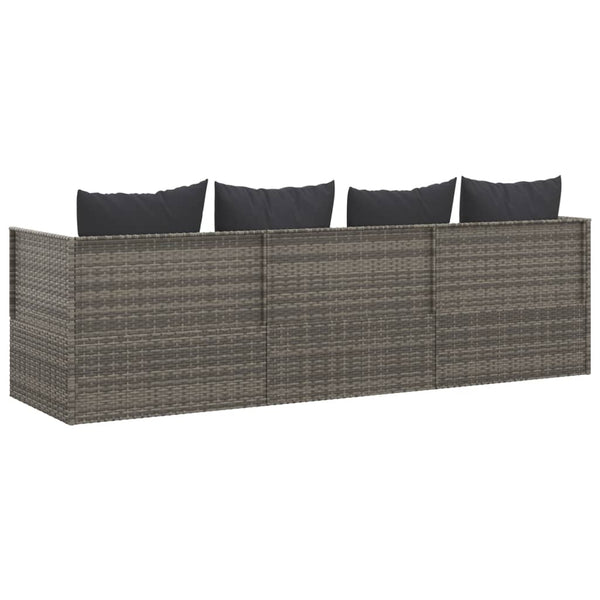 Graues Poly Rattan Outdoor-Loungebett mit Kissen