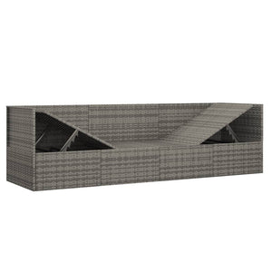Graues Poly Rattan Outdoor-Loungebett mit Kissen