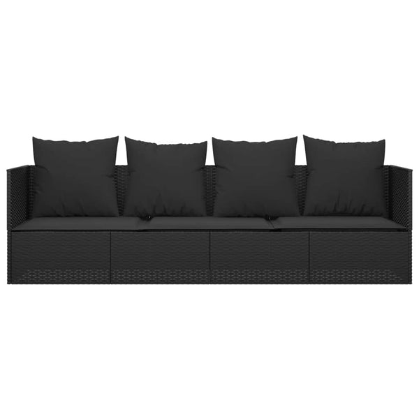 Outdoor Loungebett mit Kissen Schwarz
