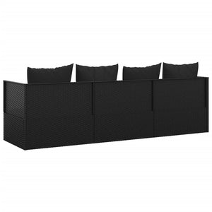 Outdoor Loungebett mit Kissen Schwarz