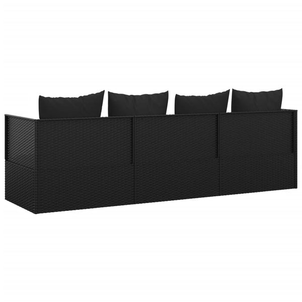 Outdoor Loungebett mit Kissen Schwarz