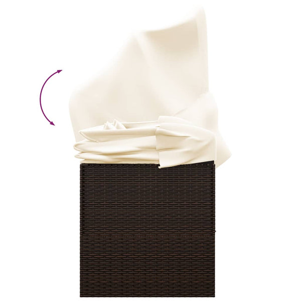 vidaXL Lit de repos d'extérieur avec toit et coussins en rotin synthétique marron