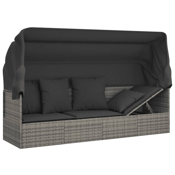 Outdoor Loungebett mit Dach Grau