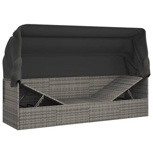 Outdoor Loungebett mit Dach Grau