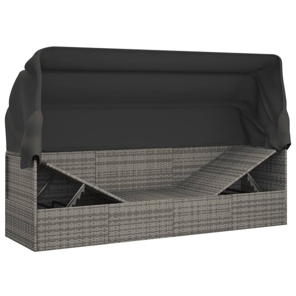 Outdoor Loungebett mit Dach Grau